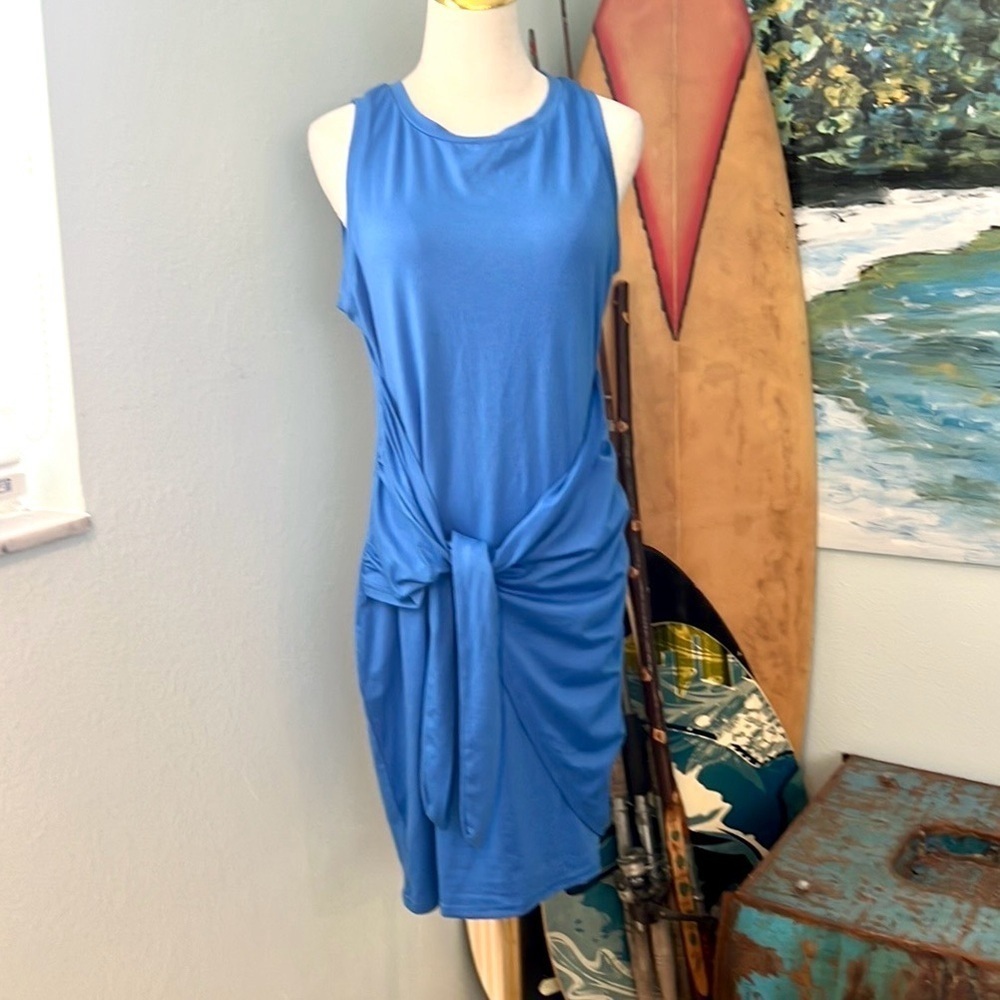 NWT,LILLUSORY Women's Casual Sleeveless Bodycon Beach Tank Ruched Mini Dress,L - Picture 5 of 8